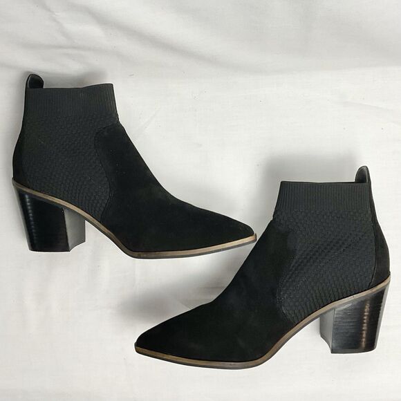 Cole Haan Maggie Black Suede & Fabric Slip On Ankle Booties Boots Sz 8.5 B - Picture 8 of 8